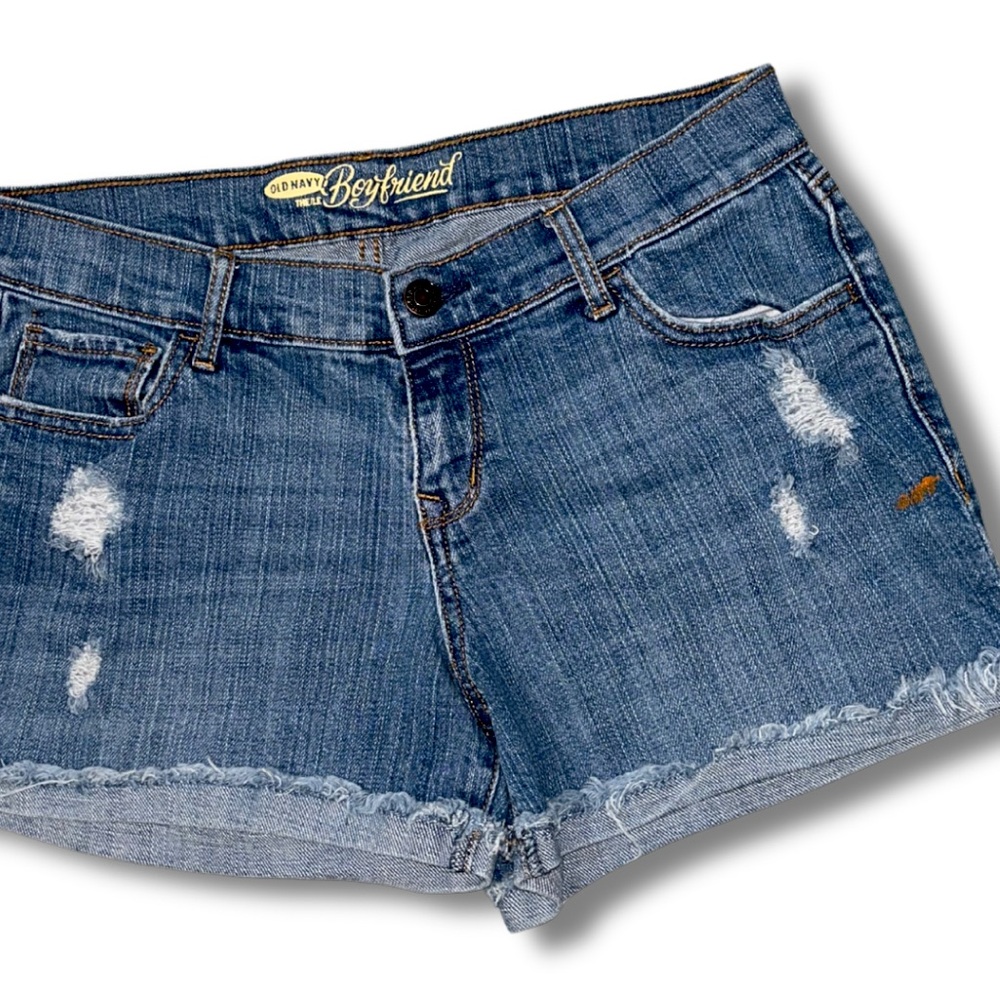Old Navy Boyfriend Distressed Denim Cutoff Shorts Blue Jeans Women’s Size 2